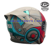 EVO RS9 Motorcycle Sunvisor Helmet IRON JET RED backflip view