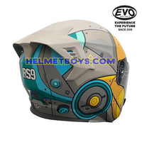 EVO RS9 Motorcycle Sunvisor Helmet IRON JET YELLOW backflip view