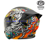 EVO RS9 Motorcycle Sunvisor Helmet LION DANCE backflip view