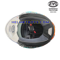 EVO RS9 Motorcycle Sunvisor Helmet LION DANCE inner padding view