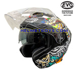 EVO RS9 Motorcycle Sunvisor Helmet LION DANCE sunvisor up view