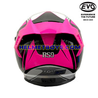 EVO RS9 Motorcycle Sunvisor Helmet FUSCHIA CURVE back view