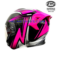 EVO RS9 Motorcycle Sunvisor Helmet FUSCHIA CURVE backflip view