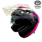 EVO RS9 Motorcycle Sunvisor Helmet FUSCHIA CURVE visor shield up view