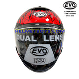 EVO RS9 Motorcycle Sunvisor Helmet SPLASH RED front view