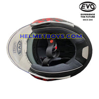 EVO RS9 Motorcycle Sunvisor Helmet SPLASH RED padding inner view