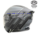 EVO RS9 Motorcycle Sunvisor Helmet ELECTRO GREY back view