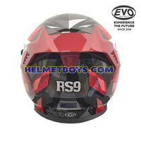 EVO RS9 Motorcycle Sunvisor Helmet RAINBOW RED back view