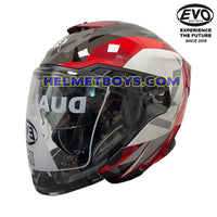 EVO RS9 Motorcycle Sunvisor Helmet RAINBOW RED slant view