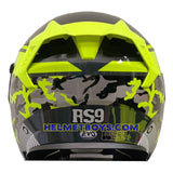 EVO RS9 sunvisor motorcycle helmet CAMO FLUO YELLOW back