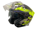 EVO RS9 sunvisor motorcycle helmet CAMO FLUO YELLOW visor up