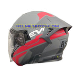 EVO RS9 Sunvisor Helmet EUROJET MATT GREY RED backflip view