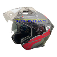 EVO RS9 Sunvisor Helmet EUROJET MATT GREY RED visor up