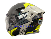 EVO RS9 Motorcycle Sunvisor Helmet EUROJET GREY FLUO YELLOW backflip view