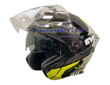 EVO RS9 Motorcycle Sunvisor Helmet EUROJET GREY FLUO YELLOW visor up 