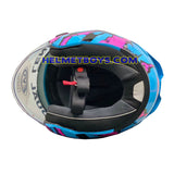 EVO RS9 Motorcycle Sunvisor Helmet FIRE FLAME BABY BLUE PINK interior padding