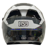 EVO RS9 sunvisor motorcycle helmet MATRIX WHITE back view