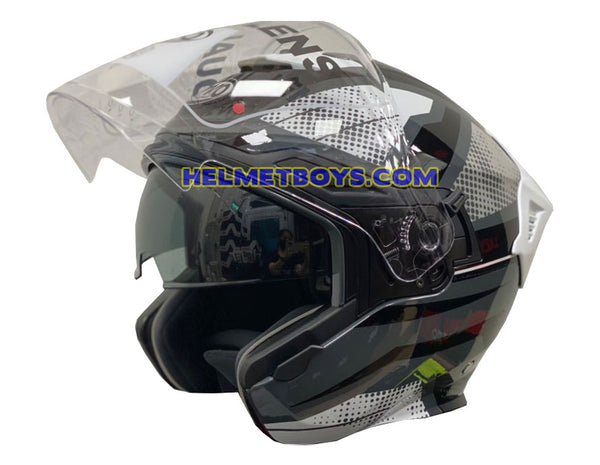 EVO RS9 sunvisor motorcycle helmet MATRIX WHITE visor up