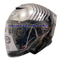 EVO RS9 Motorcycle Sunvisor Helmet RAYBURN SILVER slant view