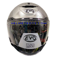 EVO RS9 Motorcycle Sunvisor Helmet RAYBURN SILVER front view