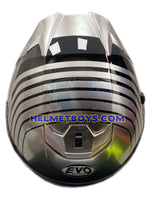 EVO RS9 Motorcycle Sunvisor Helmet RAYBURN SILVER top view