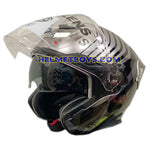 EVO RS9 Motorcycle Sunvisor Helmet RAYBURN SILVER visor up view