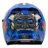 EVO RS9 Motorcycle Sunvisor Helmet SAMURAI BLUE back view