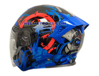 EVO RS9 Motorcycle Sunvisor Helmet SAMURAI BLUE backflip view