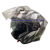 EVO RS9 Motorcycle Sunvisor Helmet TITAN GREY visor up view
