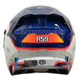 EVO RS9 Motorcycle Sunvisor Helmet FIGHTER JET BLUE back view