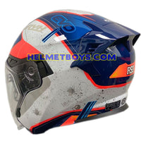 EVO RS9 Motorcycle Sunvisor Helmet FIGHTER JET BLUE backflip view