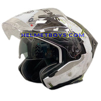 EVO RS9 Motorcycle Sunvisor Helmet FIGHTER JET WHITE visor up