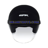 GPR AEROJET Shorty Motorcycle Helmet MATT BLACK REDLINE G2 front view