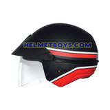 GPR AEROJET Shorty Motorcycle Helmet MATT BLACK REDLINE G2 side view