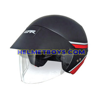 GPR AEROJET Shorty Motorcycle Helmet MATT BLACK REDLINE G2 slant view