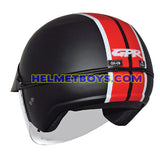 GPR AEROJET Shorty Motorcycle Helmet MATT BLACK RED G5 backflip view