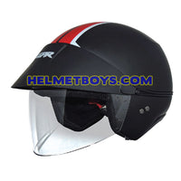 GPR AEROJET Shorty Motorcycle Helmet MATT BLACK RED G5 slant view