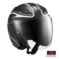 KABUTO AVAND2 STAID open face motorcycle helmet matt black white front view