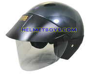 KISS Shorty Open Face Motorcycle Helmet glossy grey slant