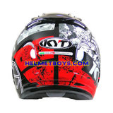 KYT Motorcycle Helmet HELLCAT BLACK RED FLUO back view