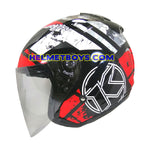KYT Motorcycle Helmet HELLCAT BLACK RED FLUO side view
