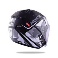 KYT HELLCAT MIMETIC grey Motorcycle Helmet back flip view