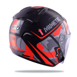 KYT HELLCAT MIMETIC red Motorcycle Helmet back flip view