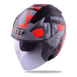 KYT HELLCAT MIMETIC red Motorcycle Helmet slant view