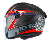 KYT NFJ Motorcycle Sunvisor Helmet ATTITUDE BULL RED backflip view