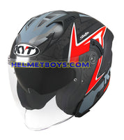KYT NFJ Motorcycle Sunvisor Helmet ATTITUDE BULL RED slant view