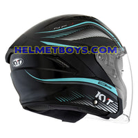 KYT NFJ Motorcycle Helmet RADAR series aqua blue back view