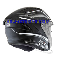 KYT NFJ Motorcycle Helmet RADAR series black white back view