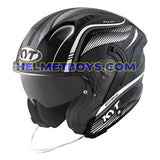 KYT NFJ Motorcycle Helmet RADAR series black white slant view