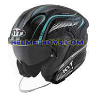 KYT NFJ Motorcycle Helmet RADAR series aqua blue slant view